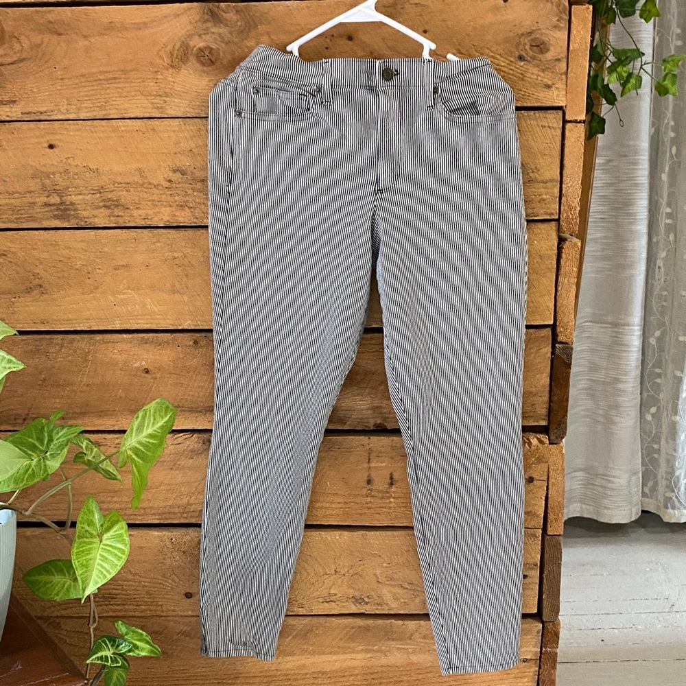 GAP Grey and White Pinstripe Skinny Jeans